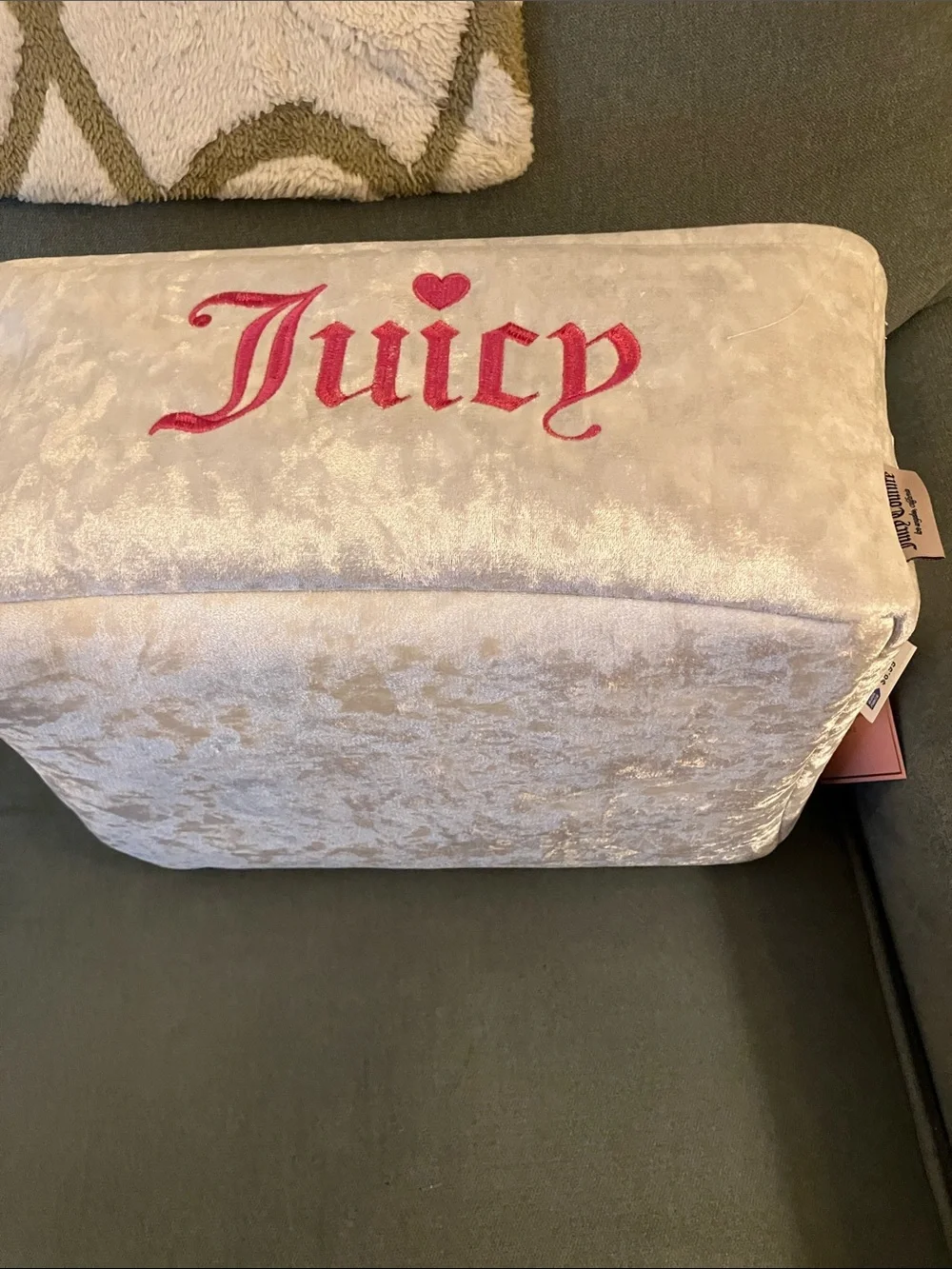 🩷Juicy Couture crushed velvet logo storage bin with handles NWT